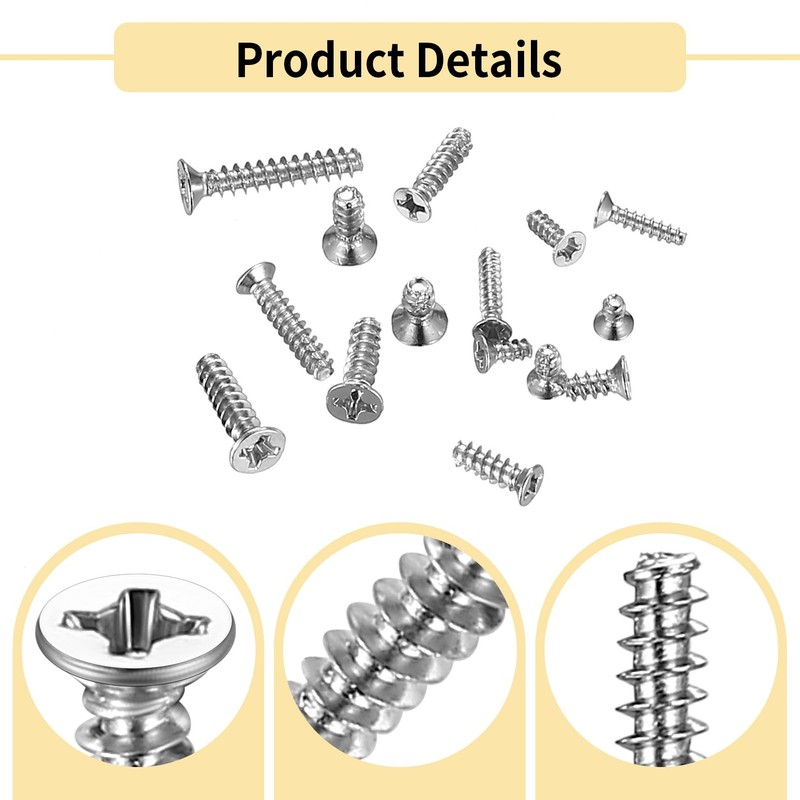 M2 M2.6 M3 Screws Set, 890 Pieces Self-Tapping Screws, Flat