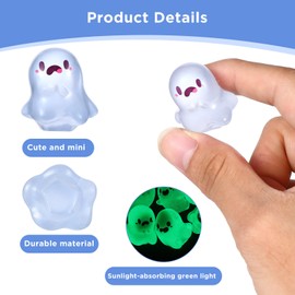 TIESOME 6PCS Luminous Ghost Car Dashboard Decor, Fun Ghost Car Dash Decorations Ornaments Rear View Mirror Ornament Glow in Dark for Vehicle Home Office Garden Landscape Party