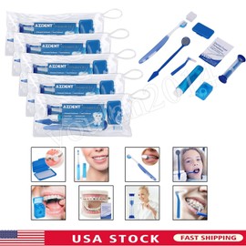 AZDENT 5Packs Dental Ortho Teeth Oral Cleaning Care Kit Travel Brush Floss Thread Guide