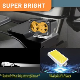 ANGU-OFFROAD - Cápsulas LED amarillas, 2 barras de luz de conducción de 40 W, 3 pulgadas, haz de luz de conducción todoterreno, cubeta de luz de trabajo súper brillante, luz LED de parachoques para