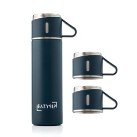 EAZYSIP Thermoskanne-Thermosflasche, 450ml-12 Stunden Warm, 16 Stunden Kalt, Geschenkset mit 2 Bechern - Edelstahl Isolierflasche BPA-frei