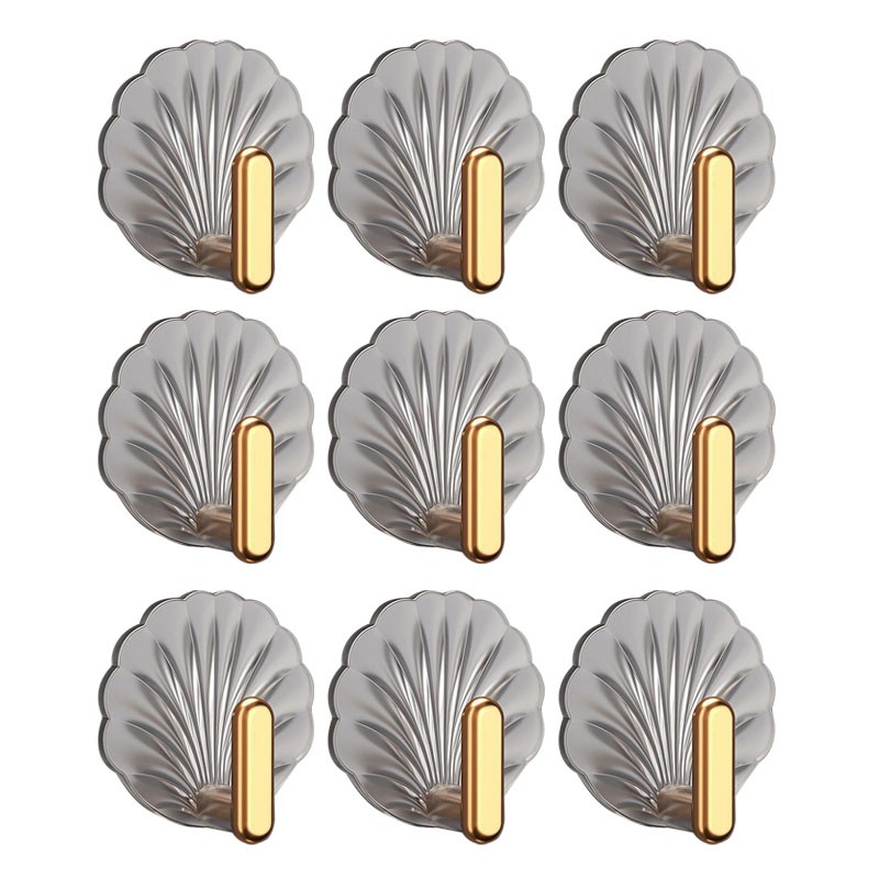 9PCS Self Adhesive Hooks Plastic Seashell Decorative Wall Mounted Bathroom