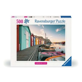 Ravensburger Puzzle 12000847 Scandinavian Place, Boathouses in Smögen, Sweden, 500 Pieces Puzzle for Adults and Children from 12 Years, Puzzle with Sweden Motif