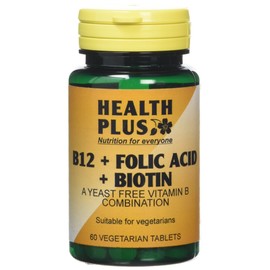 Health Plus B12 + Folic Acid + Biotin Vitamin B Supplement - 60 Tablets