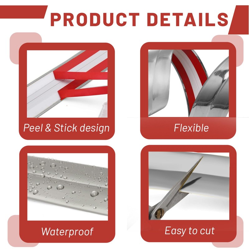 22 Feet Flexible Inside & Outside Corner Trim Molding, Peel