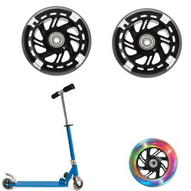 Pack of 2 LED Scooter Wheels, Luminous Scooter Wheels, 100 mm Diameter, Black, ABEC-9 Bearings, Suitable for All Sorts of Scooters