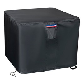 Topcover Propane Fire Pit Cover, 28 Inch Waterproof 600D Outdoor Gas Fire Table Cover for 26-28 Inch Firepit Table (Black - 28" x 28"W x25"H)