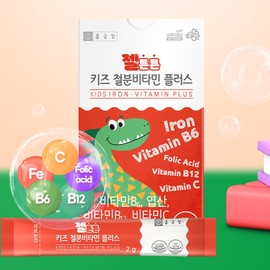 Chong Kun Dang Geltonton Kids Iron Vitamin Plus 30 packets, approximately 1 month supply, iron supplement for picky eaters / 종근당 젤튼튼 키즈 철분비타민 플러스 30포 약1개월분 편식 어린이 철분제