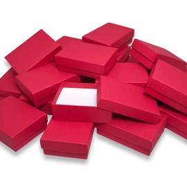 N'icePackaging 15 Qty - Macaw-Red Kraft Cotton Filled Gift Boxes - Size 3" x 2 1/8" x 1" - USA Made - Holidays/Birthdays/Sales/Storage/Display/Travel