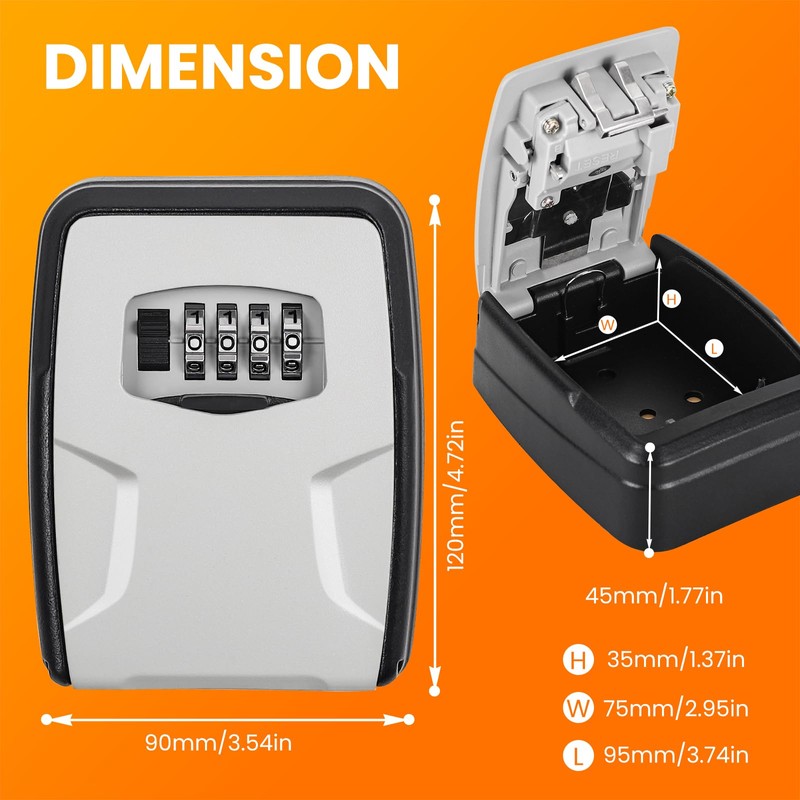 Fayleeko Key Lock Box Wall Mounted, 5 Keys Capacity, Key