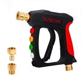 DUSICHIN Short Pressure Washer Wand High Spray Gun 5 Nozzle Holders 3000 PSI,Foam Cannon Attachment 1/4" Quick Connector Outlet,M22-14mm M22-15mm Fitting, Not fit for Garden Hose
