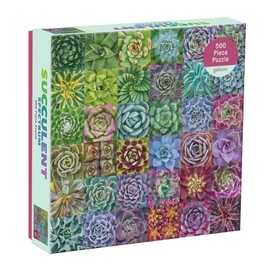 Galison Succulent Spectrum Jigsaw Puzzle, 500 Pieces, 20” x 20'' – Challenging Puzzle with Colorful Succulents – Thick, Sturdy Pieces – Perfect for Family Fun – Fun Indoor Activity, Multicolor