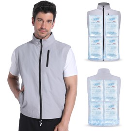 FERNIDA Cooling Vest, Ice Gilet with 24 Ice Bags for Summer Hot Weather Cycling Fishing Hunting Working Weeding, Men and Women Sleeveless Nylon Breathless Cool Clothes, XL