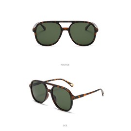 OSAGAMA Vintage Polarisierte Sonnenbrille Pilot Brille Oversized Sunglasses für Damen Herren (Leopard Grün)