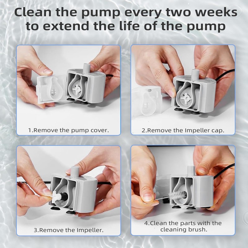 Ultra-Quiet Replacement Pump for Stainless Steel Cat Water Fountains -