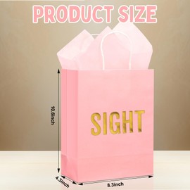 Kolldenn 5 Senses Gift Bags for Him for Her with 10 Pcs Tissue Paper, Paper Bags with Handles Five Senses Gifts for Valentines Christmas Birthday Wedding Anniversary (Pink,8.3 x 4.3 x 10.6 Inch)