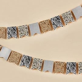 Safari Animal Print Flag Banner, Animal Party Hanging Decoration, Childrens Jungle Party, Animal Print Decorations 2m