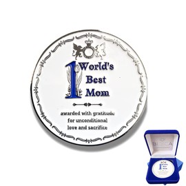 BIDICÄ Best Mother in the World recognition medal with box Gift Idea for mother from Son Daughter Husband