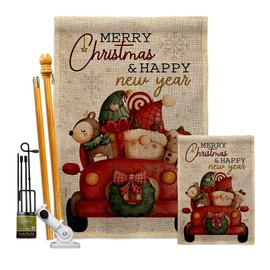 Angeleno Heritage Santa Ride Garden House Flag Kit Wintertime Christmas Marry Xmas Present Reindeer Season Snow Decoration Banner Small Yard Gift Double-Sided, Made in USA