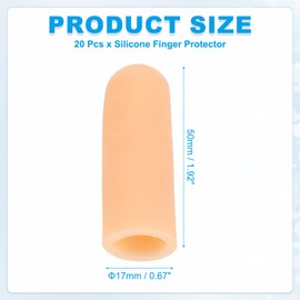 PATIKIL Gel Finger Cots 2"x0.67", 20 Pcs Silicone Finger Protector Support Finger Sleeve Cushions Thumb Protector Cover Fingertip Caps Gloves for Finger Cracking, Beige