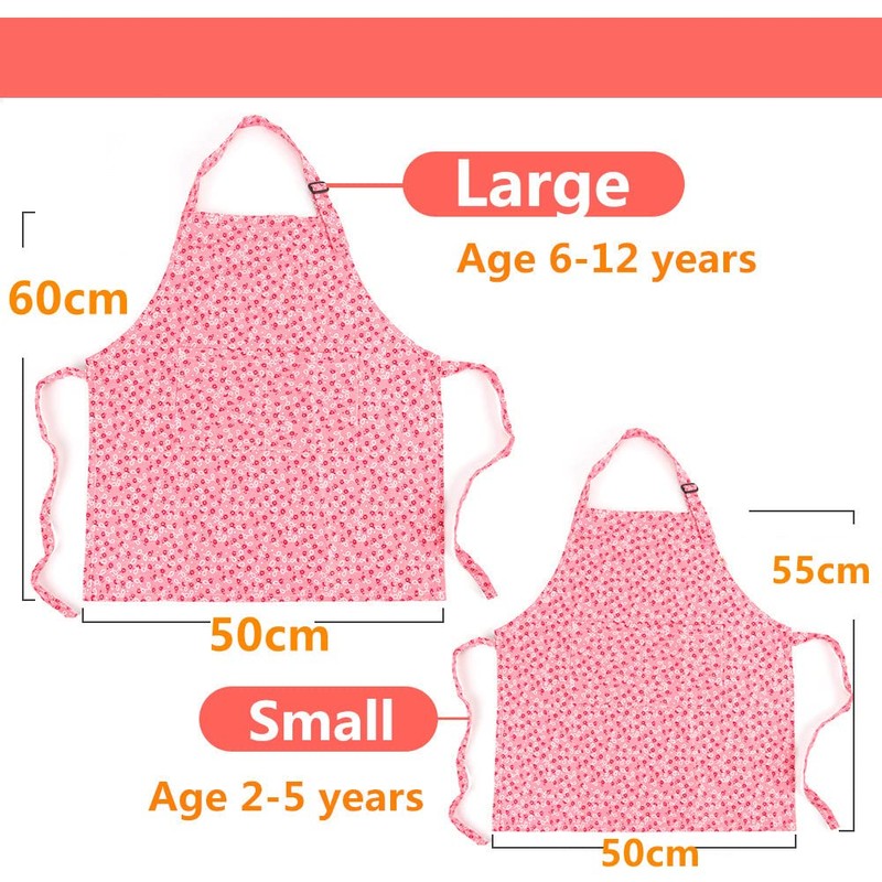 CRJHNS Kids Apron and Chef Hat Set, Adjustable Cotton Child
