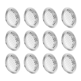 sourcing map 12Pcs Air Vents Circular Soffit Vent 53mm/2.1" Stainless Steel Round Vent Mesh Hole Louver for Bathroom Home, Office, Kitchen, Cabinet, Wardrobe, Silver Tone