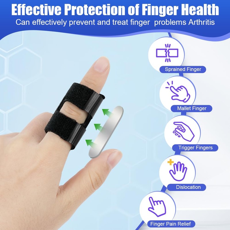 flintronic Finger Splint, Pack of 6 Adjustable Finger Support, Finger