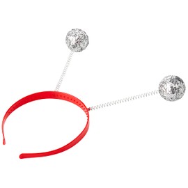 Glitter Ball Boppers On Headband Silver