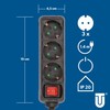 UNITEC Table Socket 3-Way with Switch, Power Strip, 1.4 m