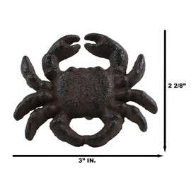 Ebros Gift Set of 4 Rustic Cast Iron Nautical Marine Sea Crab Drawer Cabinet Door Furniture Pull Knobs Crustacean Crabs Accent Knob