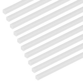 M METERXITY 15 Pack Square Plastic Bar Bars 5mm x 250mm AB S Smooth Plastic Tube Rods for DIY Craft Sticks, Sand Table Models, Scene Making, Easy to Cut and Paint [White]