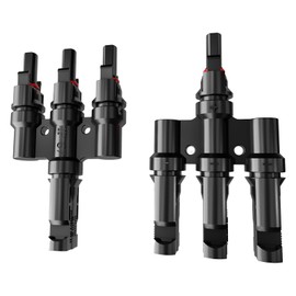 TOMSHIELE Solar Panel Connectors Mc4 3 to 1, 1Pair IP67 Waterproof T-Type PV Connector, 1000V T Junction Solar Connector, for Solar Panel(M/FFF, F/MMM)