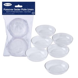 Rite Lite Passover Acrylic Seder Plate Liners Dishes Set of 6 with Hebrew & English Pesach Decor Haggadah Traditional Jewish Holiday Party Plate Matzah Hostess Home Kitchen Table Decor Judaica