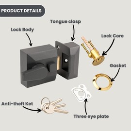 Double Locking Night Latch Narrow, Deadlock Yale Type Cylinder (1206GV)