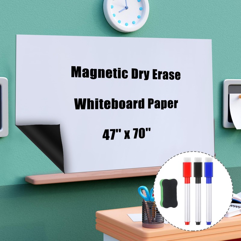 Magnetic Dry Erase Whiteboard Contact Paper White Board Wall Paper