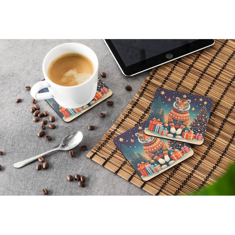 Tiger Christmas Foam Coasters