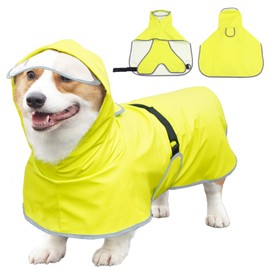 Dog Raincoat Hooded Slicker Poncho - Reflective Lightweight Pet Rain Jacket Coat,Dog Waterproof Raincoat with Adjustable Belly Strap for Small,Medium, Large Dogs (Green, Small)