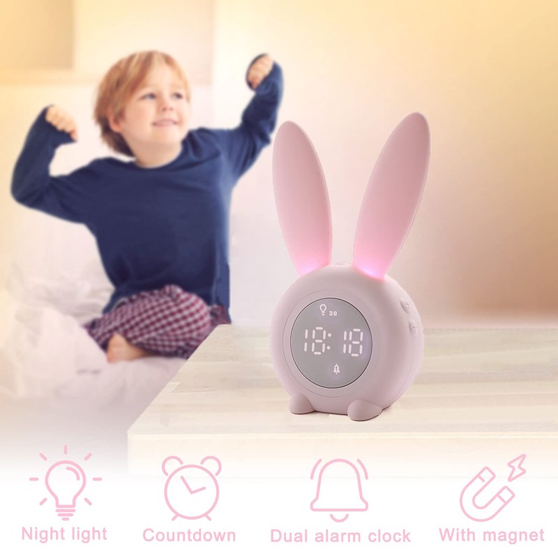 KDtech Kids Alarm Clock with Night Light 6 Ringtones, Cute