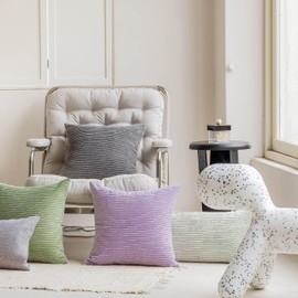 Home Brilliant Set of 2 Euro Shams Large Corduroy Cushion Covers 60 x 60 Light Purple Decorative Pillow Covers for Patio Floor Nursery, Lavender