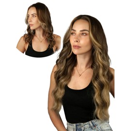 LOVELINE Balayage Tape in Hair Extensions Human Hair 14 Inch 20pcs 40g Chocolate Brown Mixed Honey Blonde Invisible Tape in Extensions 100% Remy Straight Human Hair Extension for Women