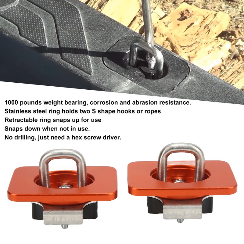 2pcs Stainless Steel Bull Ring Truck Bed Side Tie Down
