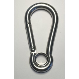 Stainless Steel 316 Spring Hook with Eyelet Carabiner 7/16" Marine Grade