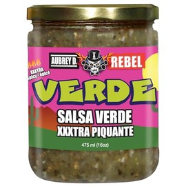 Aubrey D. Rebel Salsa XXX Verde, Vegan, Gluten Free Hot Spicy for Dipping Tortillas, Nachos, Corn Chips, Enchiladas 1 lb