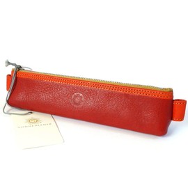Sonnenleder High-Quality Pencil Case "KAFKA" Colour: Red/Orange *Genuine Leather*