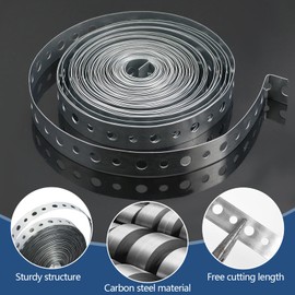 2 Rolls Galvanised Steel Band, 6 Meter x 17MM Fence Brackets Metal Fixing Strap Builders Strip with Holes for Securely Fastening Pipes