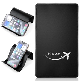 kclkda Flexible Tablet Holder for Travel, Foldable Airplane Phone Holder, Universal Leather Tablet & Phone Stand for Desk, Kindle, Bed, Long Flight Travel Accessories, Plane Essentials (Black)