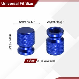 PATIKIL 4pcs Aluminum Tire Valve Stem Caps Tire Valve Caps Car Tire Air Cap Cover with O Rubber Ring Universal for Bicycle SUV Car Blue