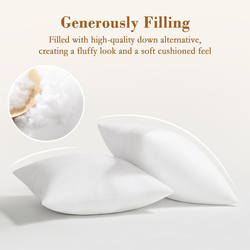 puredown® 16x16 Throw Pillow Inserts, 2 Pack Fluffy Soft Pillow
