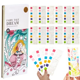 Pocket Watercolor Book Set, Watercolor Picture Book, Travel Pigment Watercolor Coloring Book Set, Valentine's Day Gift for Kids 3-8 Years Old, Beginner, Student Painter (1PCS-B)