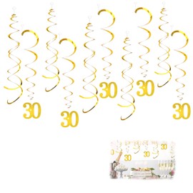 Pack of 20 Gold 30th Birthday Decoration Spirals, 30th Birthday Decoration Streamers, Spiral Garland for Celebration Decoration, Class Reunion Decoration